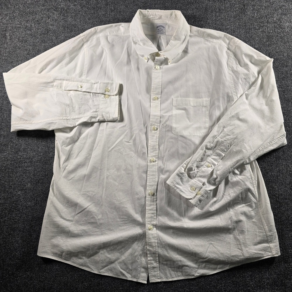 Brooks Brothers Regent Fit White Cotton Textured Button Down Shirt Mens XXL
